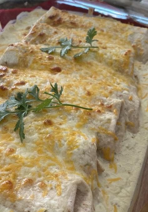 Low-Carb Creamy Enchiladas (THM S, keto friendly)