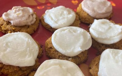 Pumpkin Cookies with Cream Cheese Frosting (THM S, low-carb)
